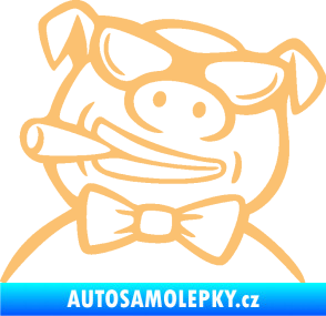 Samolepka Prase 005 levá s doutnikem béžová