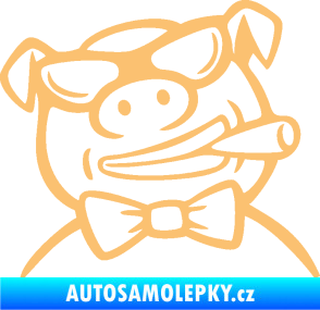 Samolepka Prase 005 pravá s doutnikem béžová