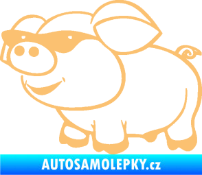 Samolepka Prase 006 levá frajer v brýlích béžová