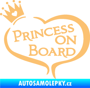 Samolepka Princess on board nápis s korunkou béžová