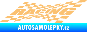 Samolepka Racing nápis v šachovnici béžová