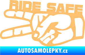 Samolepka Ride Safe nápis levá motorkář béžová