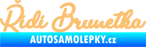 Samolepka Řídí brunetka nápis béžová