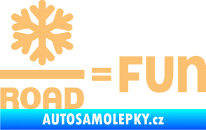 Samolepka Snow road fun nápis s vločkou béžová