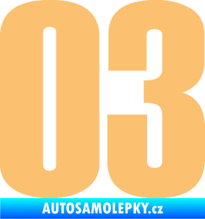 Samolepka Startovní číslo 03 typ 2   béžová