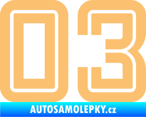 Samolepka Startovní číslo 03 typ 7 béžová