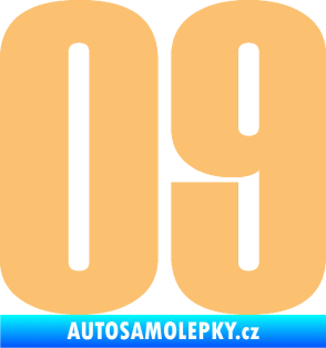 Samolepka Startovní číslo 09 typ 2    béžová