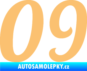 Samolepka Startovní číslo 09 typ 3  béžová