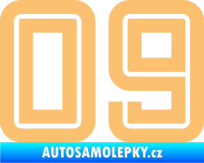 Samolepka Startovní číslo 09 typ 7 béžová