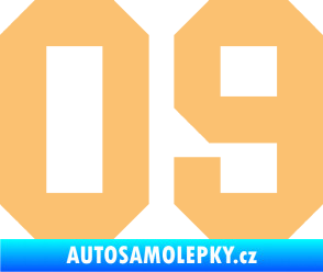 Samolepka Startovní číslo 09 béžová