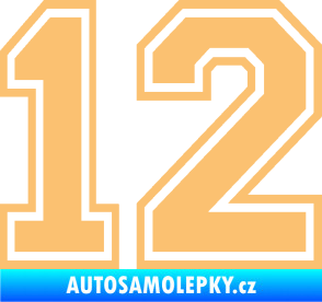Samolepka Startovní číslo 12 typ 4 béžová