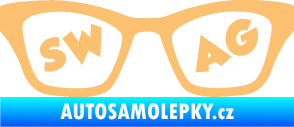 Samolepka Swag nápis v brýlích béžová