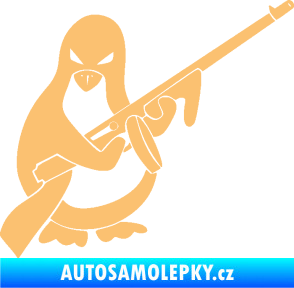 Samolepka Tučňák se samopalem pravá béžová