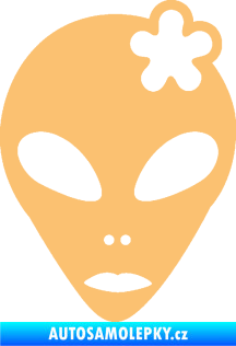 Samolepka UFO 009 slečna s kytičkou pravá béžová
