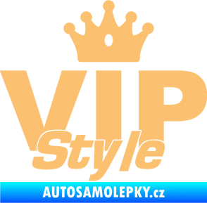 Samolepka VIP styl nápis s korunkou béžová