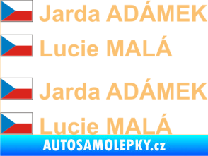 Samolepka Vlajka ČR se jménem béžová