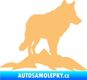 Samolepka Vlk 031 pravá hory béžová