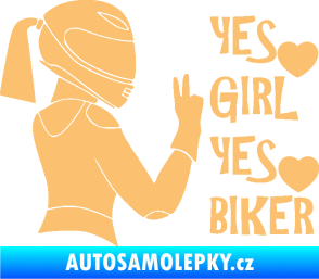 Samolepka Yes girl, yes biker motorkářka béžová