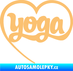 Samolepka Yoga nápis v srdíčku béžová