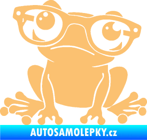 Samolepka Žába 011 levá kouká s brýlemi béžová