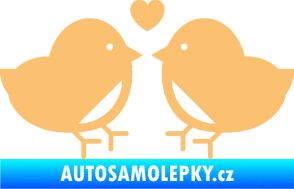 Samolepka Zamilovaní ptáčci 001 se srdíčkem béžová