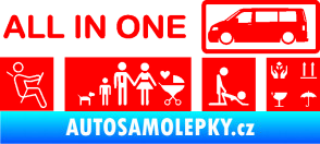 Samolepka All in one nápis multifunkční vůz VW Transporter, Multivan Fluorescentní červená