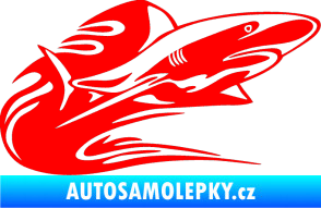 Samolepka Animal flames 037 pravá žralok Fluorescentní červená