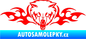 Samolepka Animal flames 038 levá  vlk Fluorescentní červená