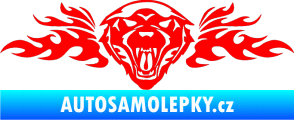 Samolepka Animal flames 058 levá vlk Fluorescentní červená