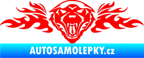 Samolepka Animal flames 058 pravá vlk Fluorescentní červená