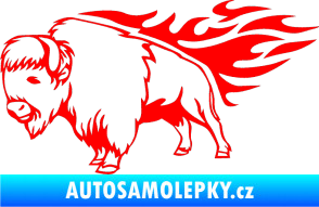 Samolepka Animal flames 077 levá býk Fluorescentní červená