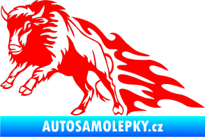 Samolepka Animal flames 089 levá býk Fluorescentní červená