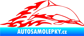Samolepka Animal flames 099 pravá delfín Fluorescentní červená