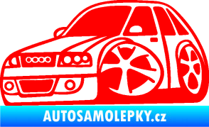 Samolepka Audi A4 karikatura levá Fluorescentní červená