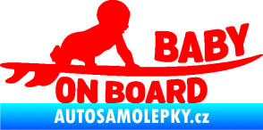 Samolepka Baby on board 010 pravá surfing Fluorescentní červená