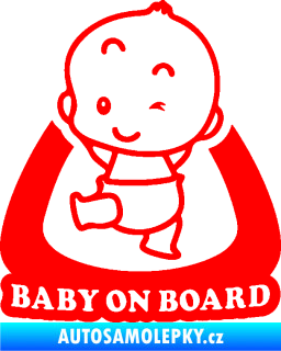 Samolepka Baby on board 011 levá s nápisem Fluorescentní červená