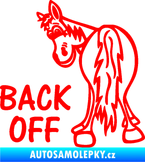 Samolepka Back off levá koník Fluorescentní červená