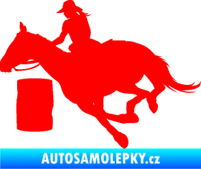 Samolepka Barrel racing 001 levá cowgirl rodeo Fluorescentní červená