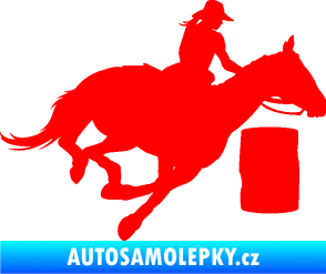 Samolepka Barrel racing 001 pravá cowgirl rodeo Fluorescentní červená