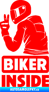 Samolepka Biker inside 003 levá motorkář Fluorescentní červená