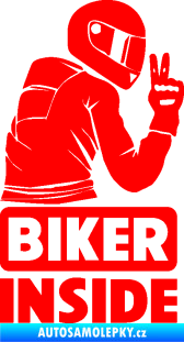 Samolepka Biker inside 003 pravá motorkář Fluorescentní červená