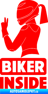 Samolepka Biker inside 004 levá motorkářka Fluorescentní červená