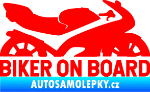 Samolepka Biker on board pravá motorka Fluorescentní červená