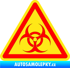 Samolepka Biohazard barevný trojúhelník Fluorescentní červená