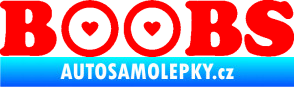 Samolepka Boobs nápis se srdíčky Fluorescentní červená