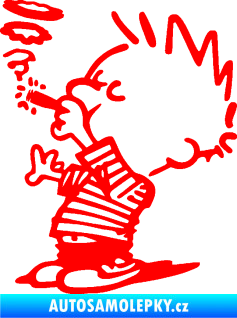 Samolepka Boy kouří levá Fluorescentní červená