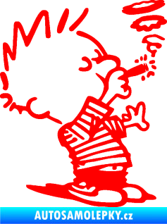 Samolepka Boy kouří pravá Fluorescentní červená