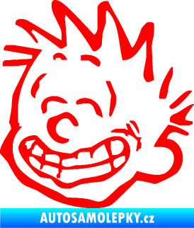 Samolepka Boy s úsměvem levá Fluorescentní červená