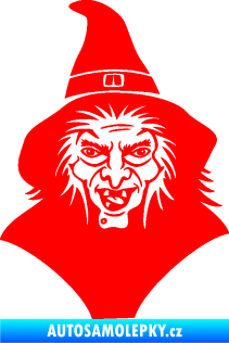 Samolepka Čarodějnice 002 levá hlava s kloboukem Fluorescentní červená