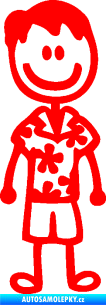 Samolepka Cartoon family táta Hawaii Fluorescentní červená